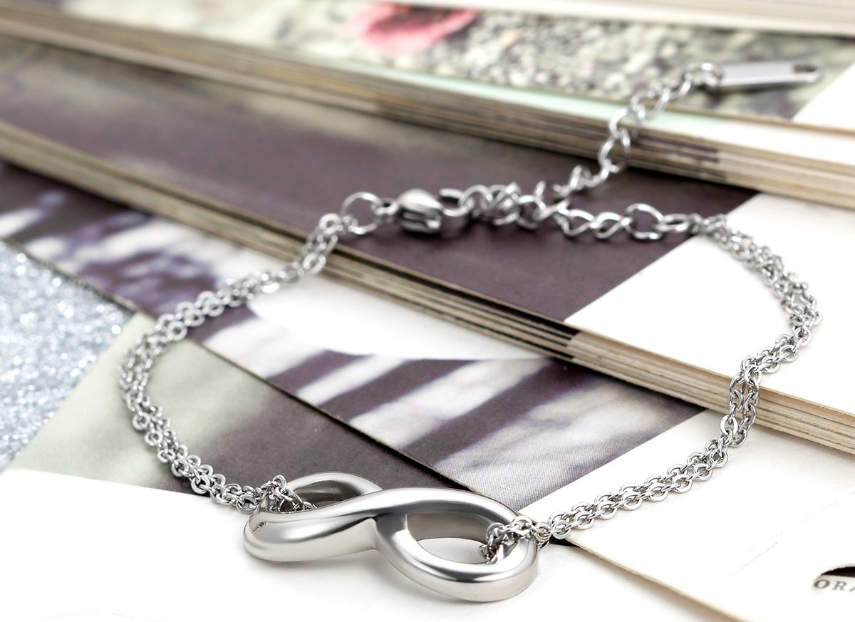 Flongo Pulseras de Parejas, Pulseras Hombre Mujer Brazaletes Infinitos, Pulseras Hombre Mujer Plata Infinito Personajes Símbolo, Acero Inoxidable