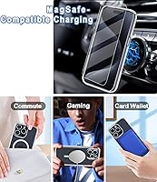 Vista 3 de Meshine Funda magnética transparente para iPhone 15 Pro Max [compatible con MagSafe], 2 protectores de pantalla y 2 protectores de lente de cámara