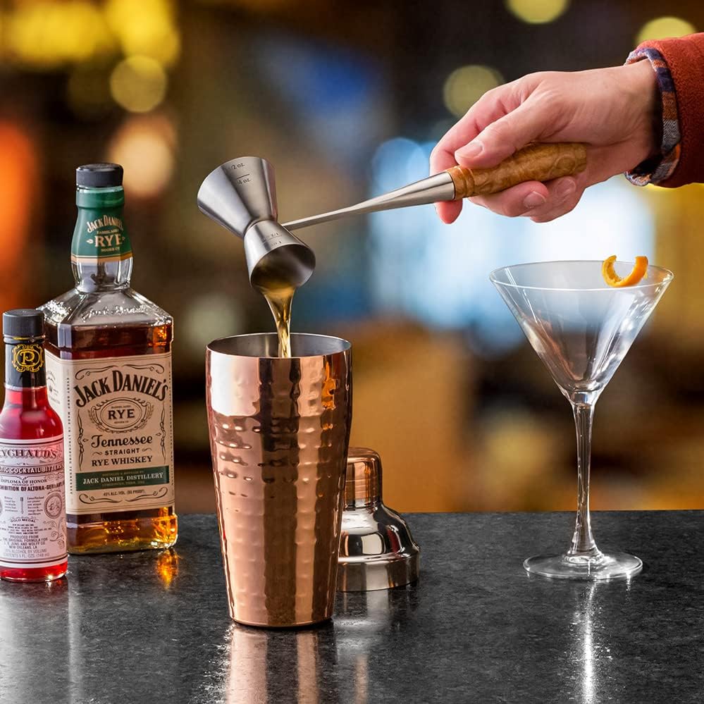 Rockler Double Jigger Turning Kit - Stainless Steel Cocktail Jigger with 4 Measuring Sizes (½, ¾, 1 & 1½ oz) - Premium Bar Tool for Bartenders, Bar Accessories, and Drink Mixing Supplies
