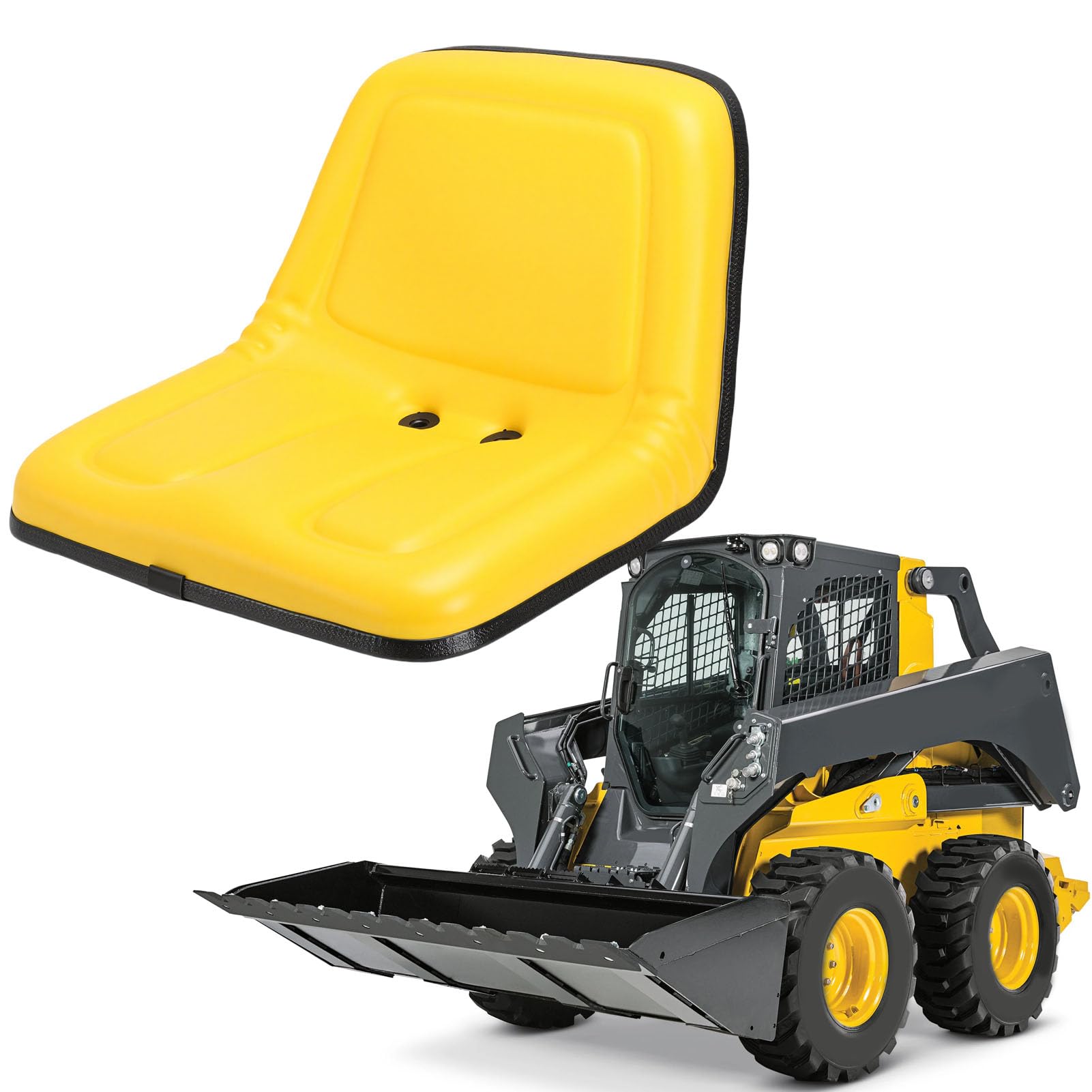 aqxreight Asiento de Tractor para Cortacésped, Repuesto Amarillo con Respaldo Alto, Asiento para Cortacésped Cómodo y Duradero para, Tractores de Jardín y Minicargadores