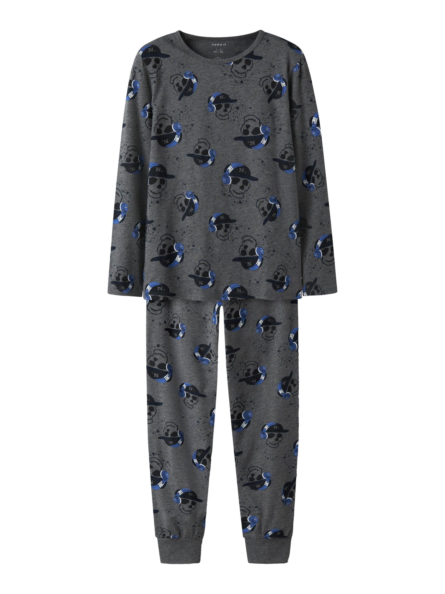 NKMN Pyjama Set Dark Grey Mel Skull Noos