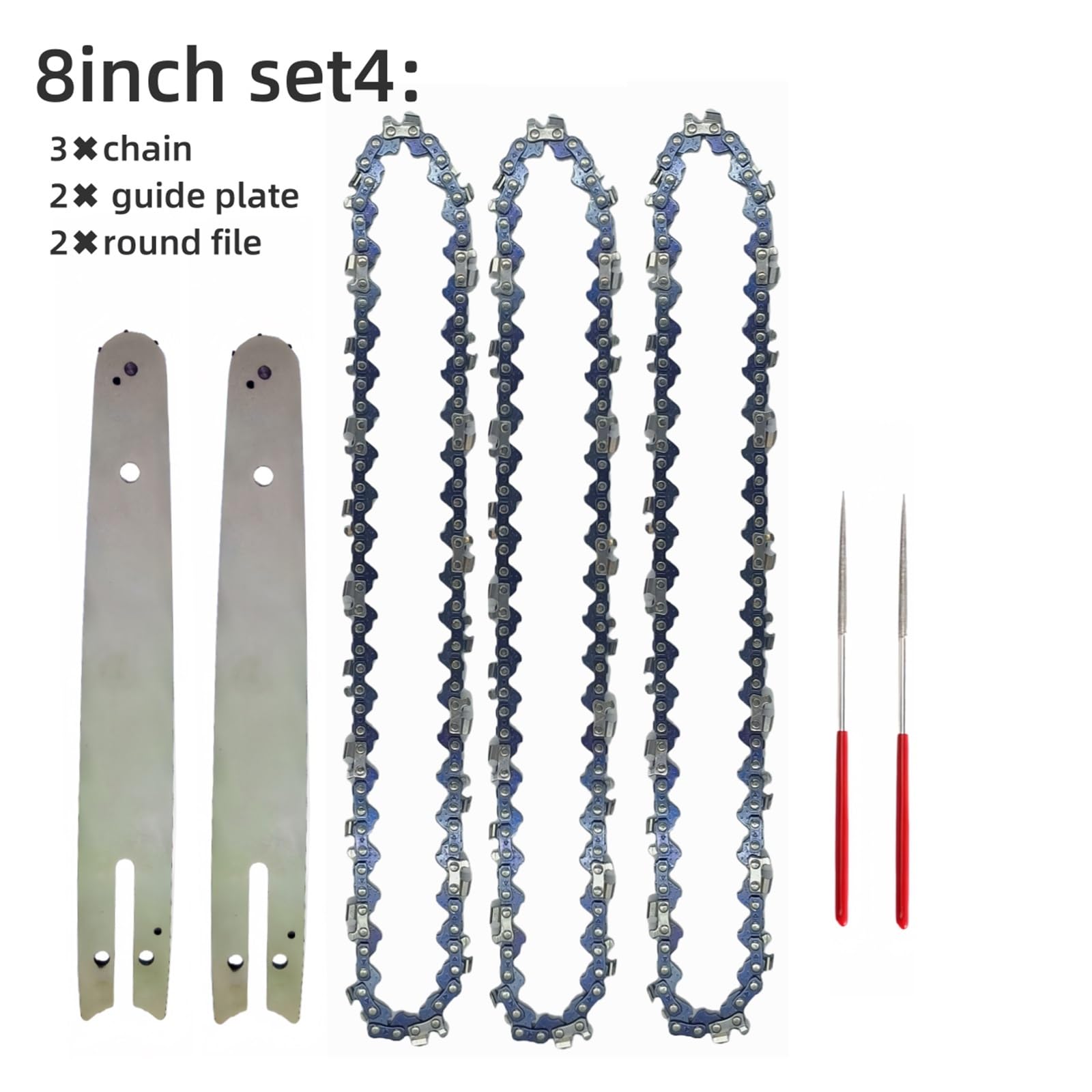 Łańcuch tnący do mini piły łańcuchowej, Zestaw wymienny 8-calowych stalowych łańcuchów do elektrycznych pił łańcuchowych 1-6(SET 4)