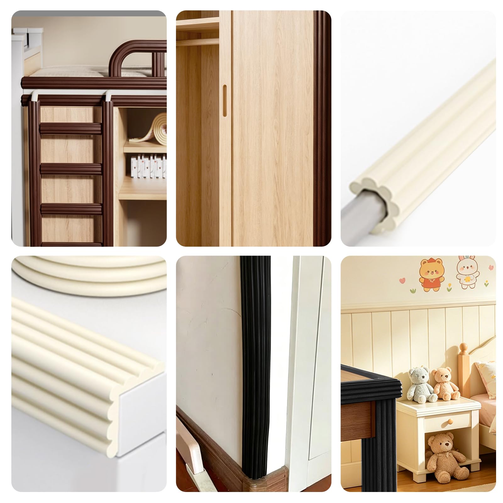 Shinfly Paraspigoli per Angoli, 5m Schiuma Morbida Autoadesiva con Paraurti, Nastro di Sicurezza a Forma di W, Protettore per Spigoli per la Sicurezza di Bambini e Neonati, per Mobili, Marrone - 5