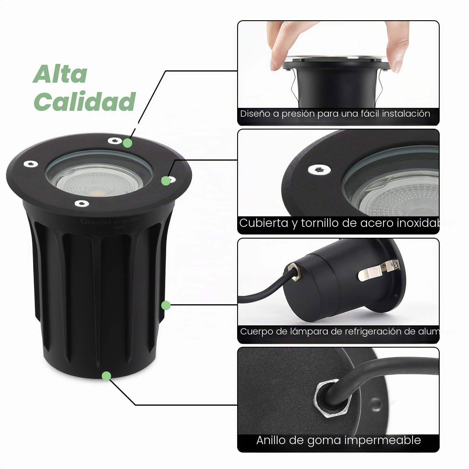 Empotrables Led Exterior Suelo: 4pcs 3W GU10 LED Foco empotrable al Aire Libre para jardín - Impermeable IP67 Iluminacion Jardin para balcón - Suelo Terraza Exterior Césped 230V 3000K Blanco Cá