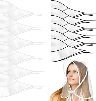 Cididu 12 Pieces Clear Rain Hat with Visor, Reusable Plastic Rain Bonnet, Foldable Rain Scarf for Lady Waterproof, Women Rain Wear Protect Hairstyle