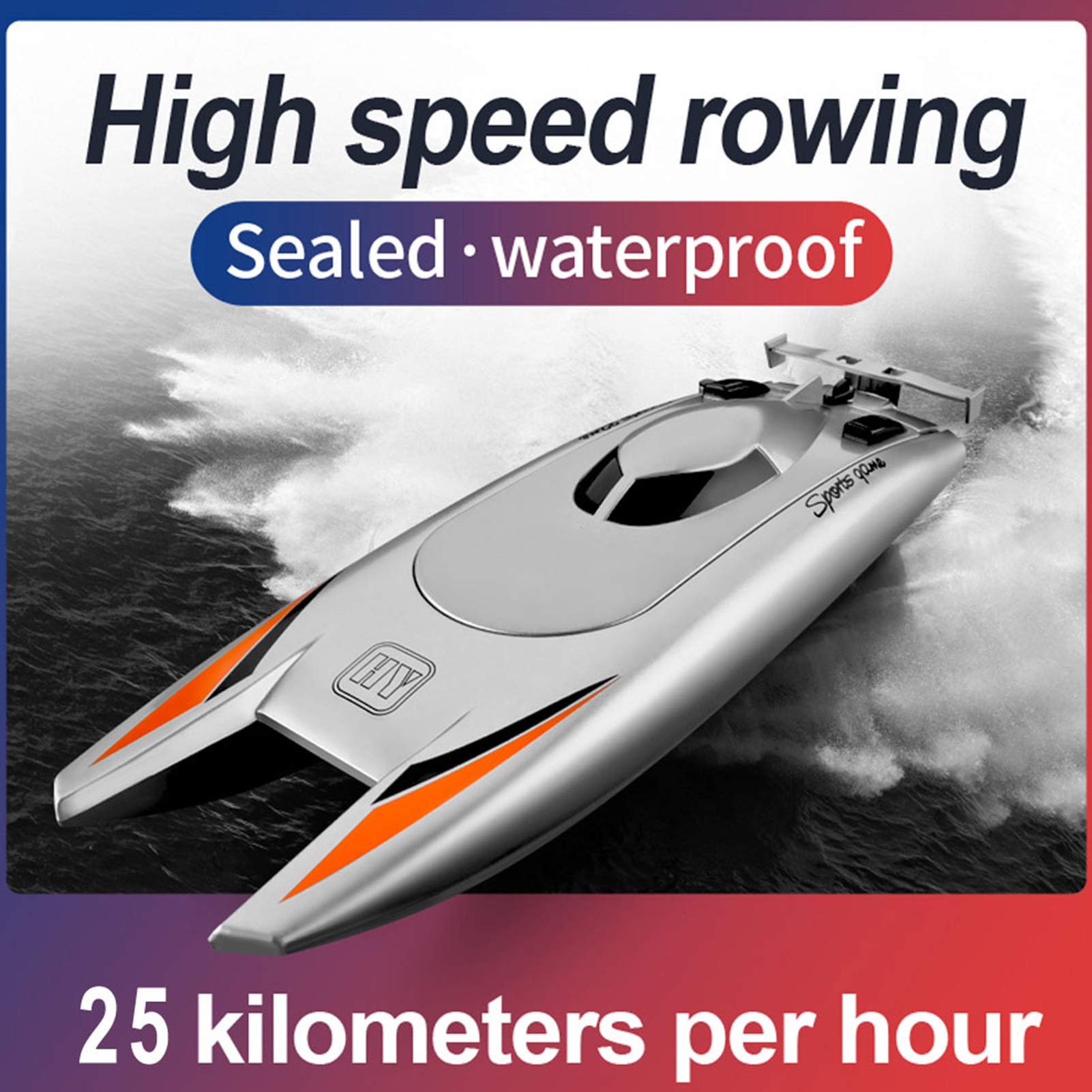 Goolsky Bateaux RC pour Enfants Adultes 25KM / H Bateau de Course à Grande Vitesse 2 canaux Bateaux télécommandés