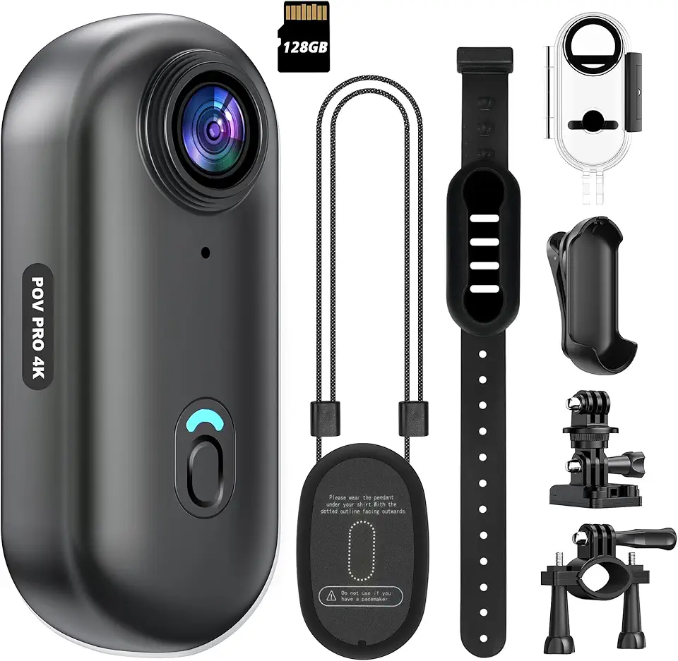 Mini Câmera De Ação 4K Com Wi-Fi, 128 Gb, Thumb Pov, Corporal Portátil, Gravadora Vídeo Vestível Subaquática À Prova D'Água Ipx7, Suporte Para Capacete, Dv Esportivo Magnético Ciclismo, Ani