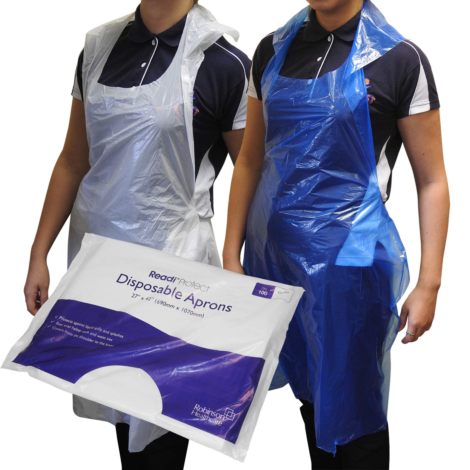Readi Protect Disposable Medical First Aid Aprons for Home Catering - 100 Aprons Per Pack