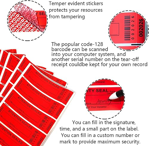 Miniatura 2 de Adhesivos vacíos de transferencia total 100% etiquetas a prueba de manipulaciones con números de serie triples adhesivos grandes 1.378 x 4.724 in