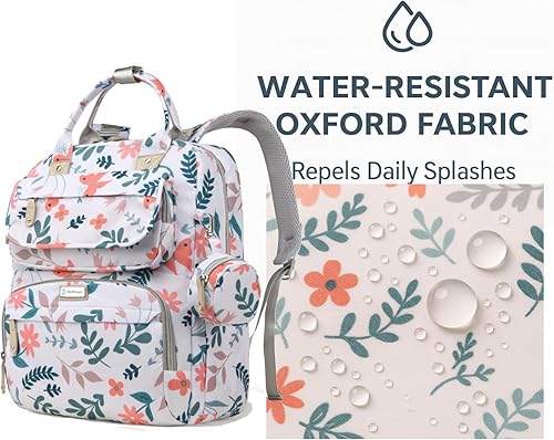 Miniatura 5 de Mochila para pañales, bolsa de bebé con múltiples compartimentos (verde jungla)