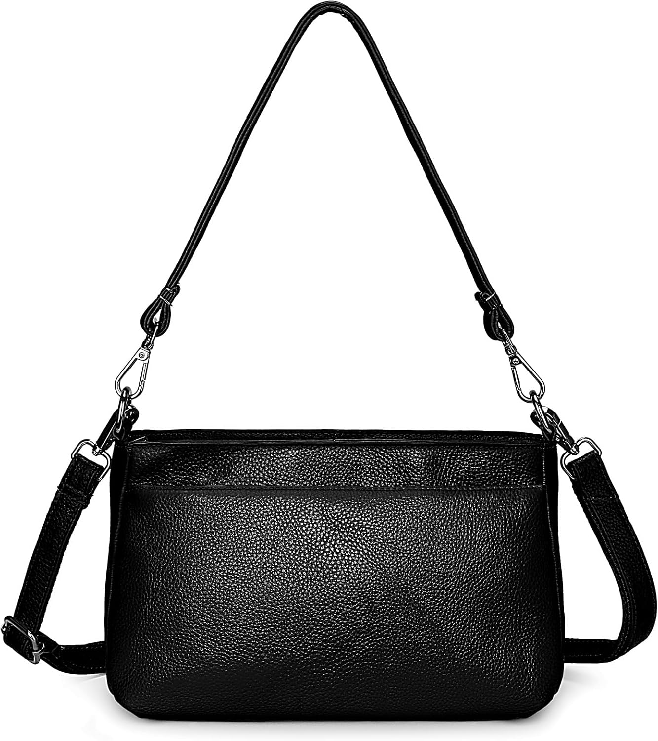 YALUXE Real Leather Shoulder Bag Medium Size Handbag Purse Multi Zip