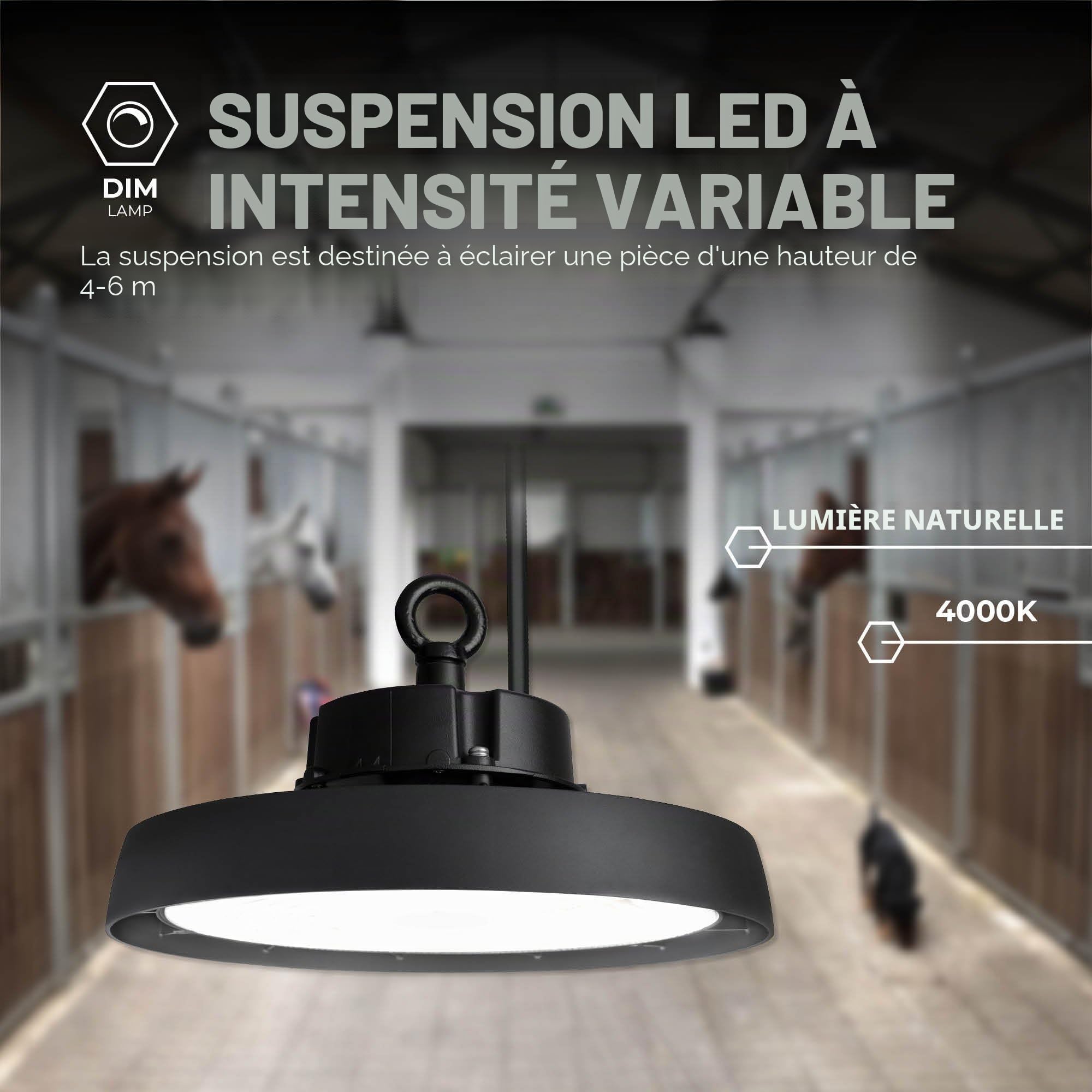 Ledvion LED High Bay Projecteur IP65 150W 192 lm 4000K 192lm dimmable | Pour entrepot atelier zone de production et salle de sport avec controle flexible