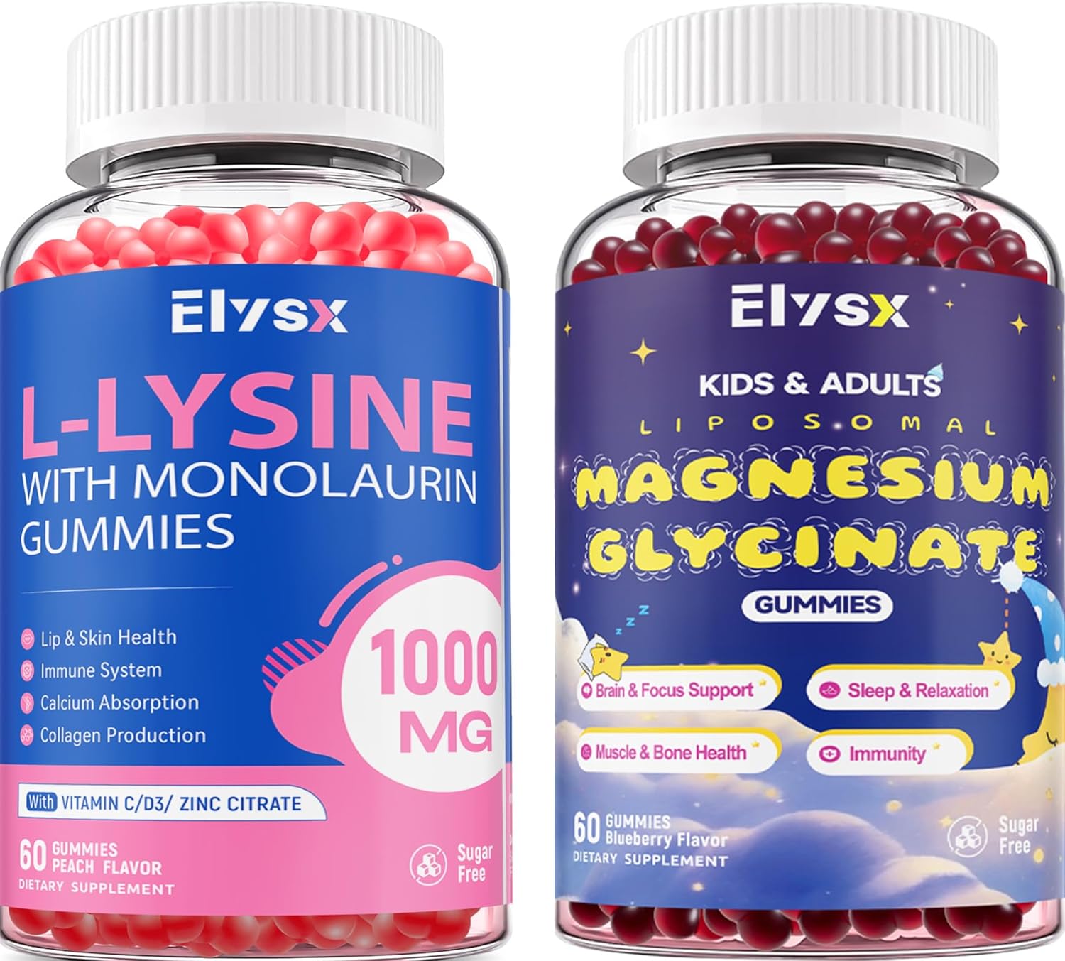 Lysine Monolaurin & Liposomal Magnesium Glycinate Gummies, Lip & Oral Health, Immune, Muscle & Relax