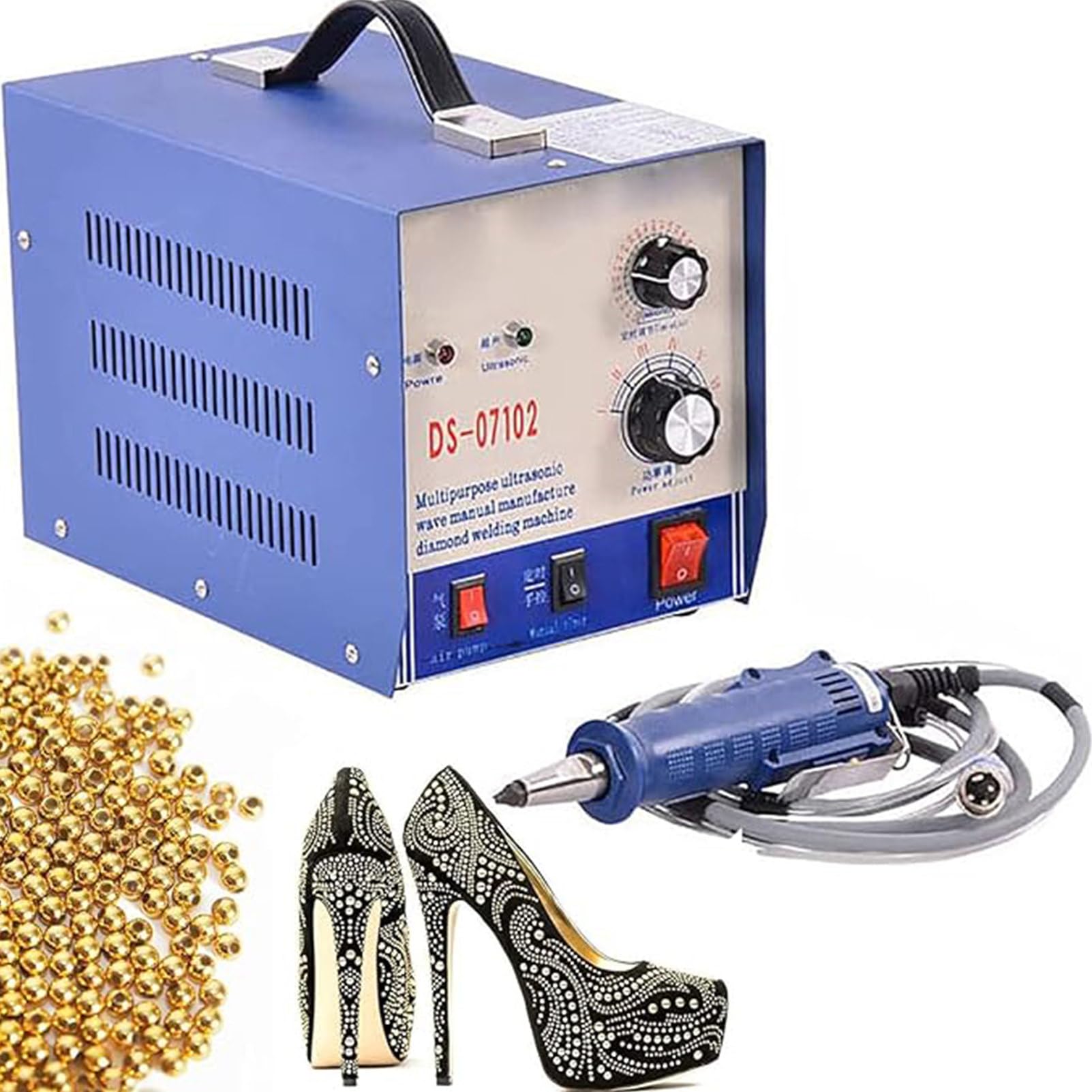 HTDRE Pearl Setting Machine, 80Pcs/Min Hotfix Rhinestone Applicator, DIY Beads Press Fixing Tool, Crystal Bling Wand Setter