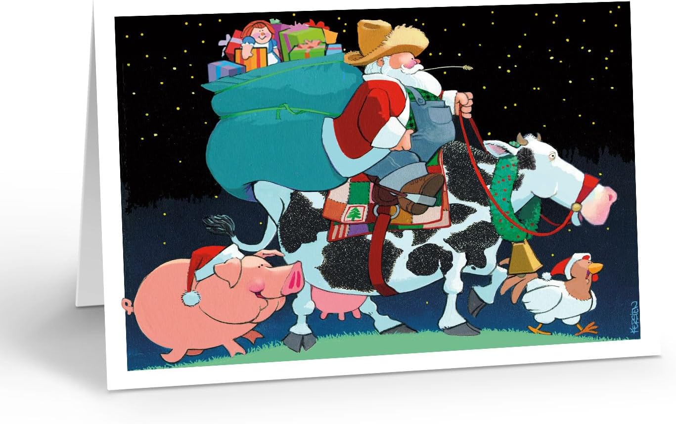 Stonehouse Collection | Custom Ranch Style Christmas Card | Personalized Farmer Santa Holiday Cards | (Personalization)
