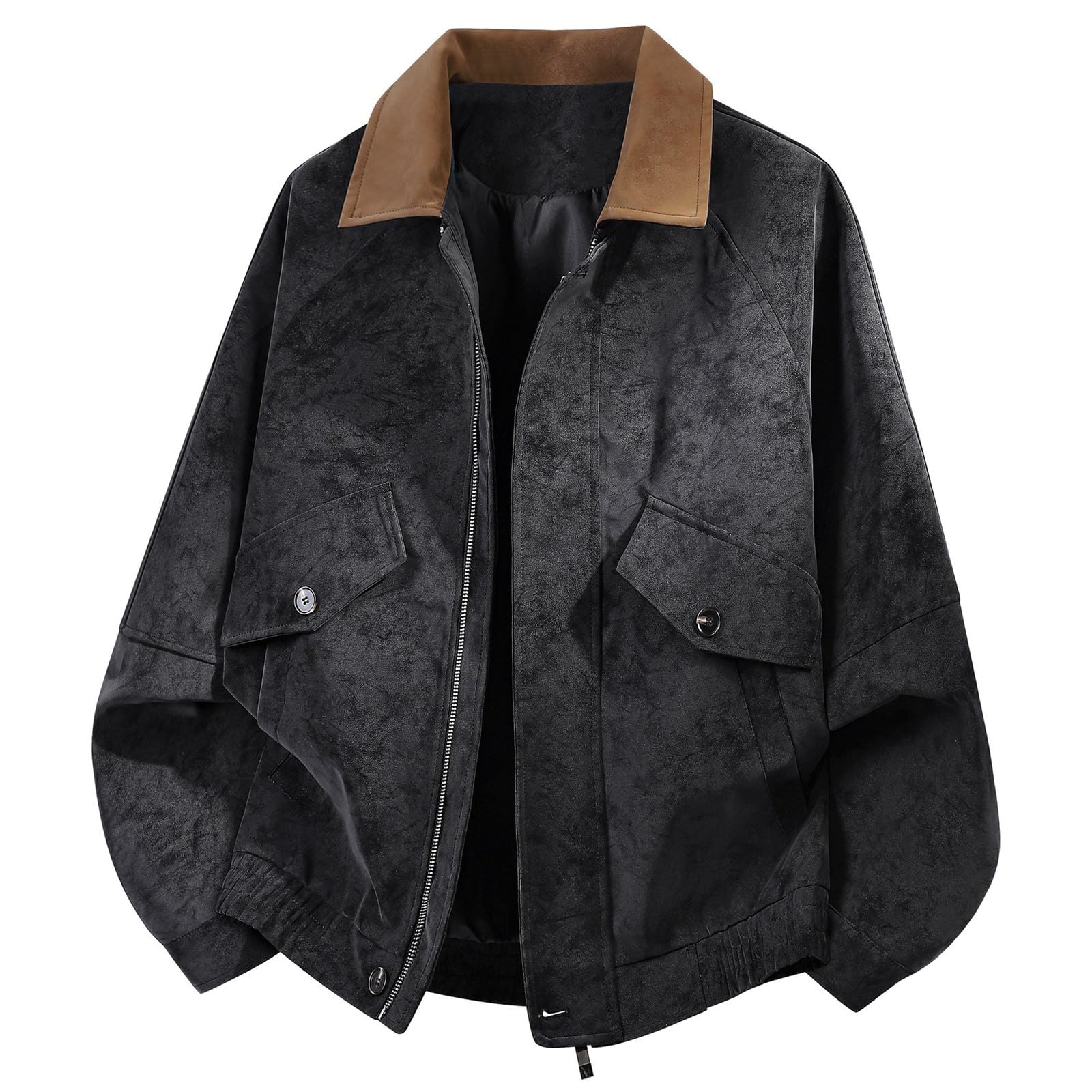 Generisch Funktionsjacke Damen Unifarbene Jacke mit Stehkragen für den Herbst, lässige Oberbekleidung in entspannter Passform