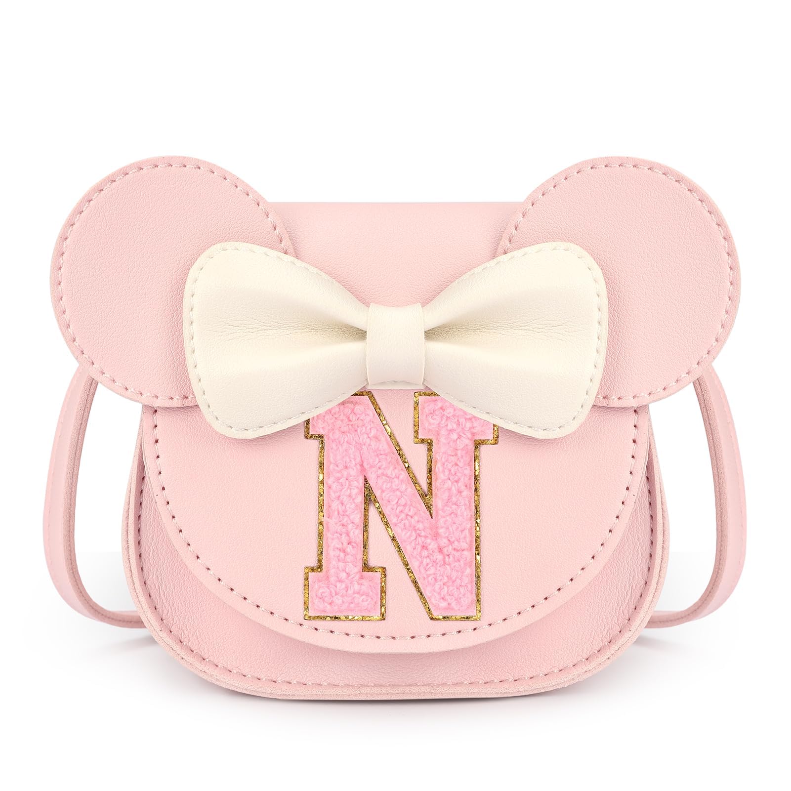 mibasies Toddler Purse for Girls Age 3-8, Pink Letter N Toy Birthday Gift