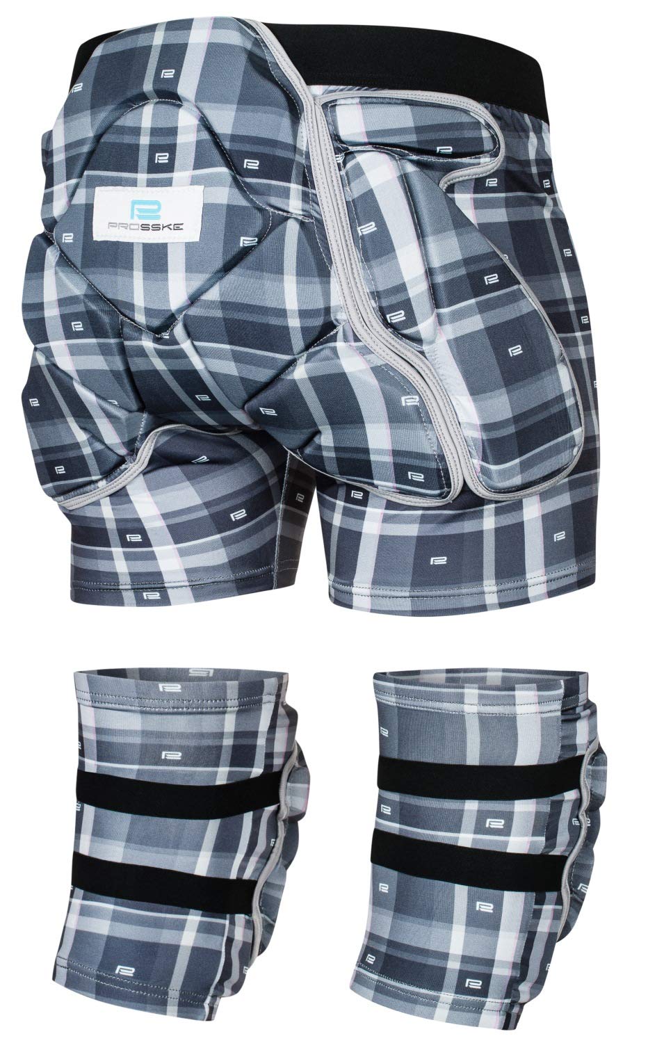 Prosske Protektoren Set Guardian Protektorenshorts Protektorenhose Knieprotektoren Ski Snowboard Inliner Skating Bike - blau-grau, L