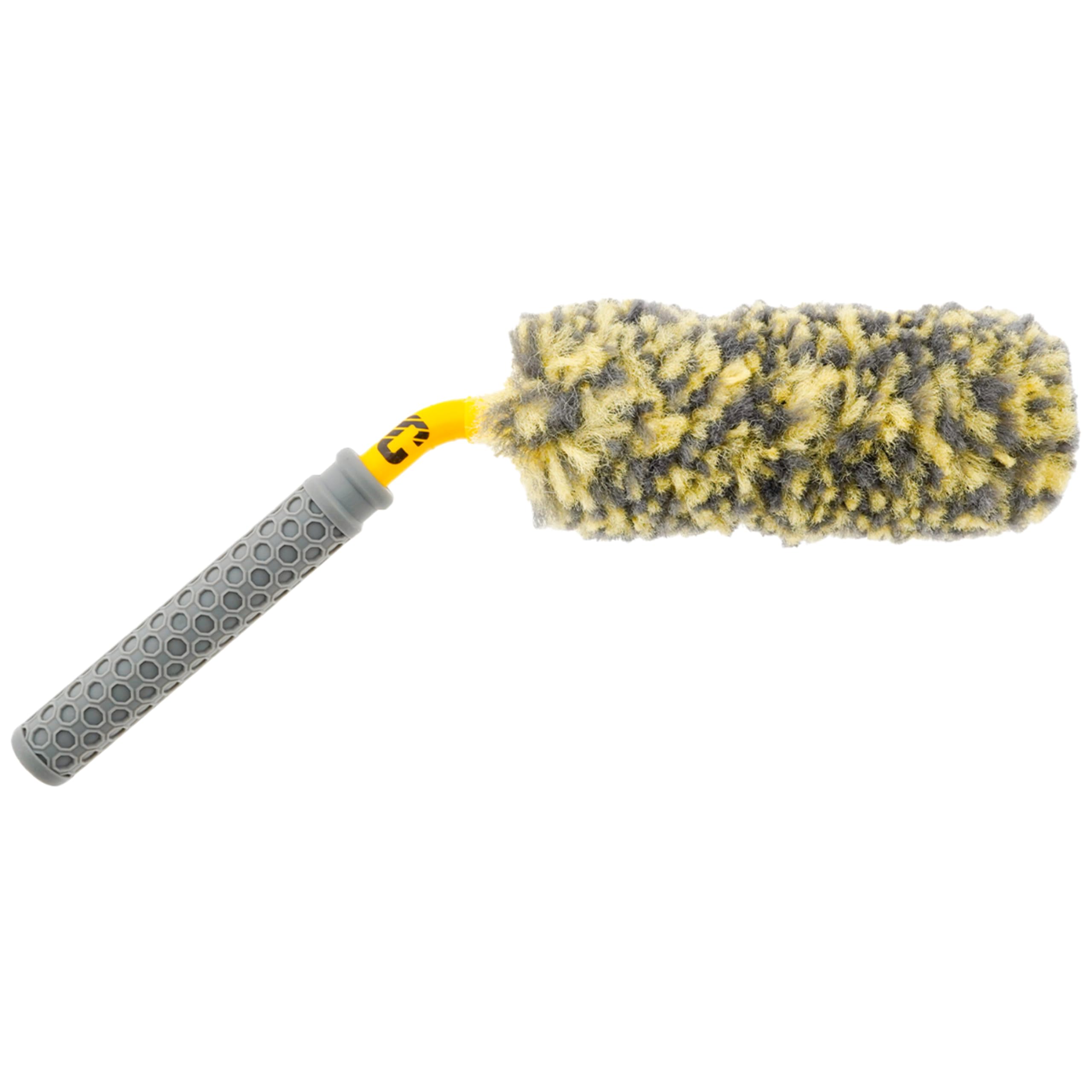 CROP Felgenbürste Mikrofaser Set - Auto Waschbürste für Felgenreiniger - Abgewinkelte Felgen Bürste für Alufelgen - Car Detailing Zubehör