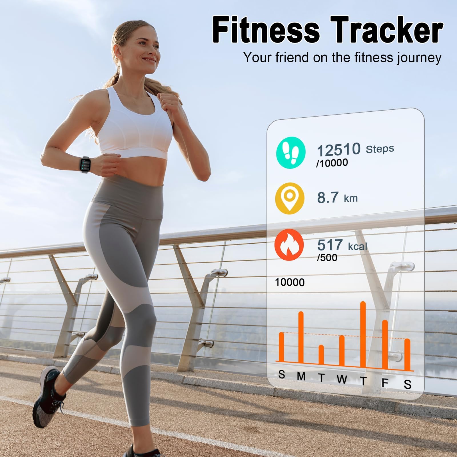 Poounur Smartwatch Uomo Donna con Effettua o Risposta Chiamate, 1.95" Orologio Smartwatch Contapassi/Cardiofrequenzimetro/Sonno, 110+ Modalità Sportivo Fitness Tracker, IP68 Smart Watch Android iOS