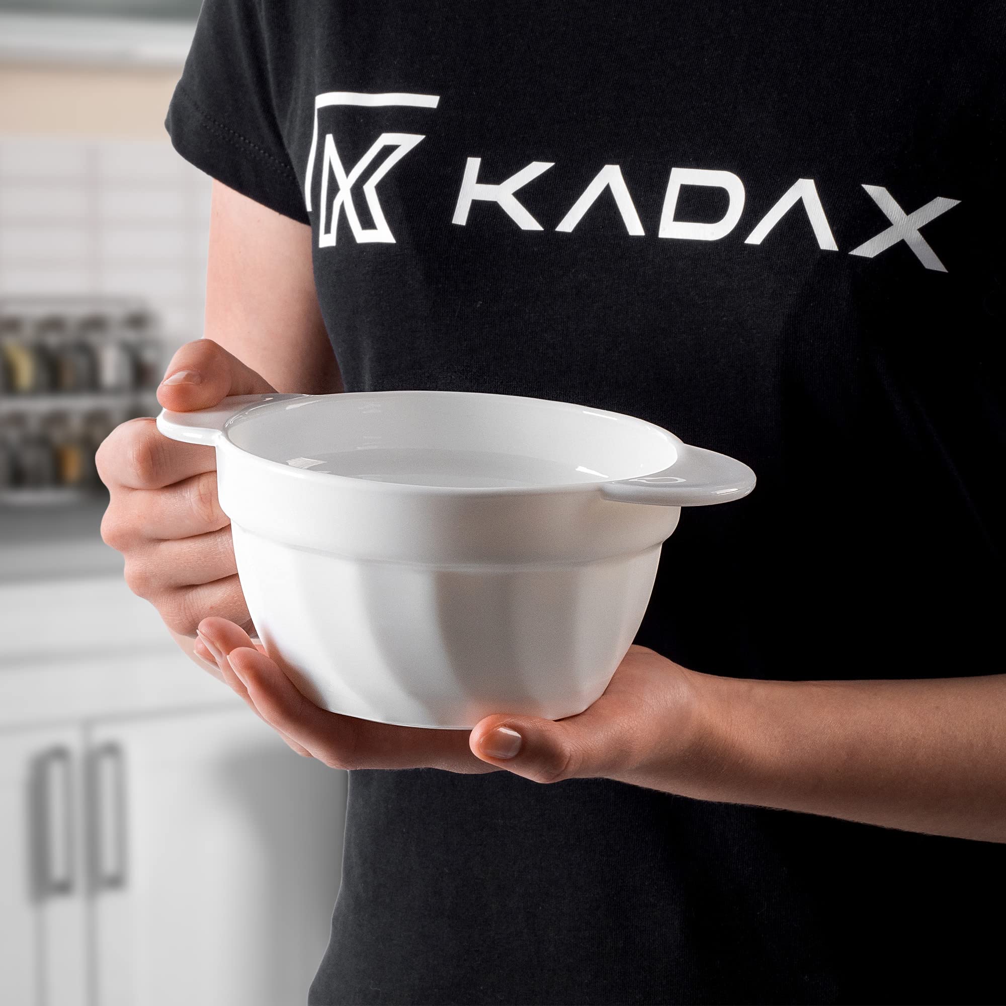 KADAX Suppentassen, 650 ml Suppenschüsseln aus verstärktem Glas, 18,5x14x8cm Suppenschalen mit Doppelgriffen, Suppenterrine für Suppen, Cremes, Brühen (650ml / 6 Stück)