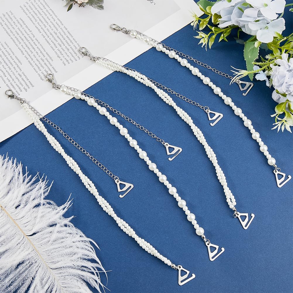 1 Box 2 Pairs 2 Styles White Faux Pearl Bra Straps with Buckle Alloy Chain Removable Elegant Shoulder Lingerie Strap Summer Jewelry for Women Wedding Dress Party Bridal Tops Accessories image 3