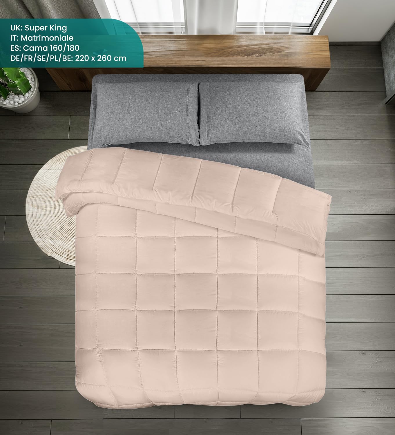 Utopia Bedding Piumone 220 x 260 cm, Piumone Leggero per un Letto Grande, Trapunta in Microfibra per Tutte le Stagioni, lmbottitura 100% Fibra Cava (Beige)