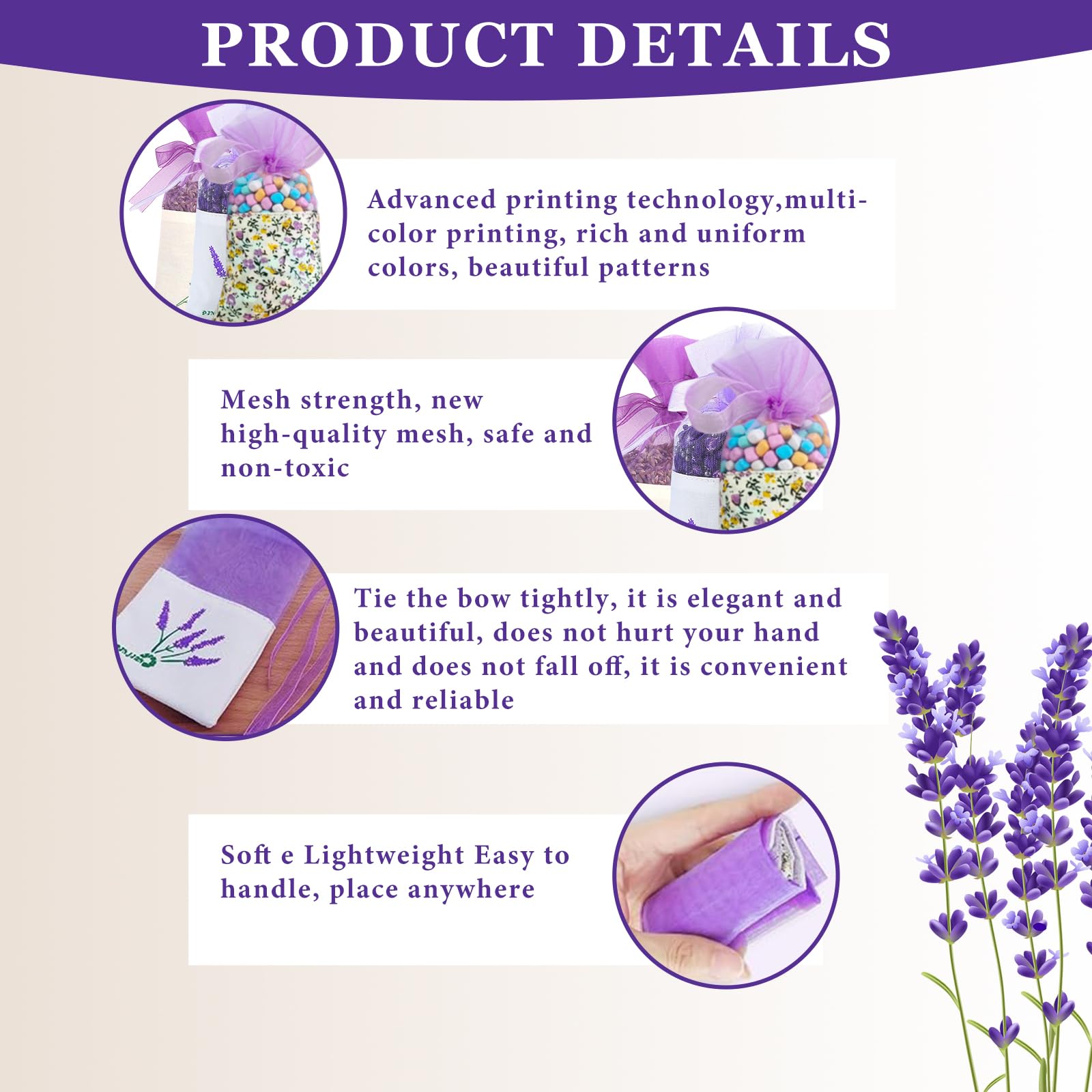 30 Piezas Vacías Bolsas Lavanda Saquitos De Lavanda Pequeño Exquisito Práctico Guardar Lavandas Especias Hierbas Puede Hacer Saquitos Perfumados Colocar Armarios Armario Coches(Púrpura)