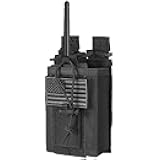 Tactical Radio Holder - Molle Radio Pouch Universal Case for Police Firefighter Two Ways Walkie Talkies Vest (Black)