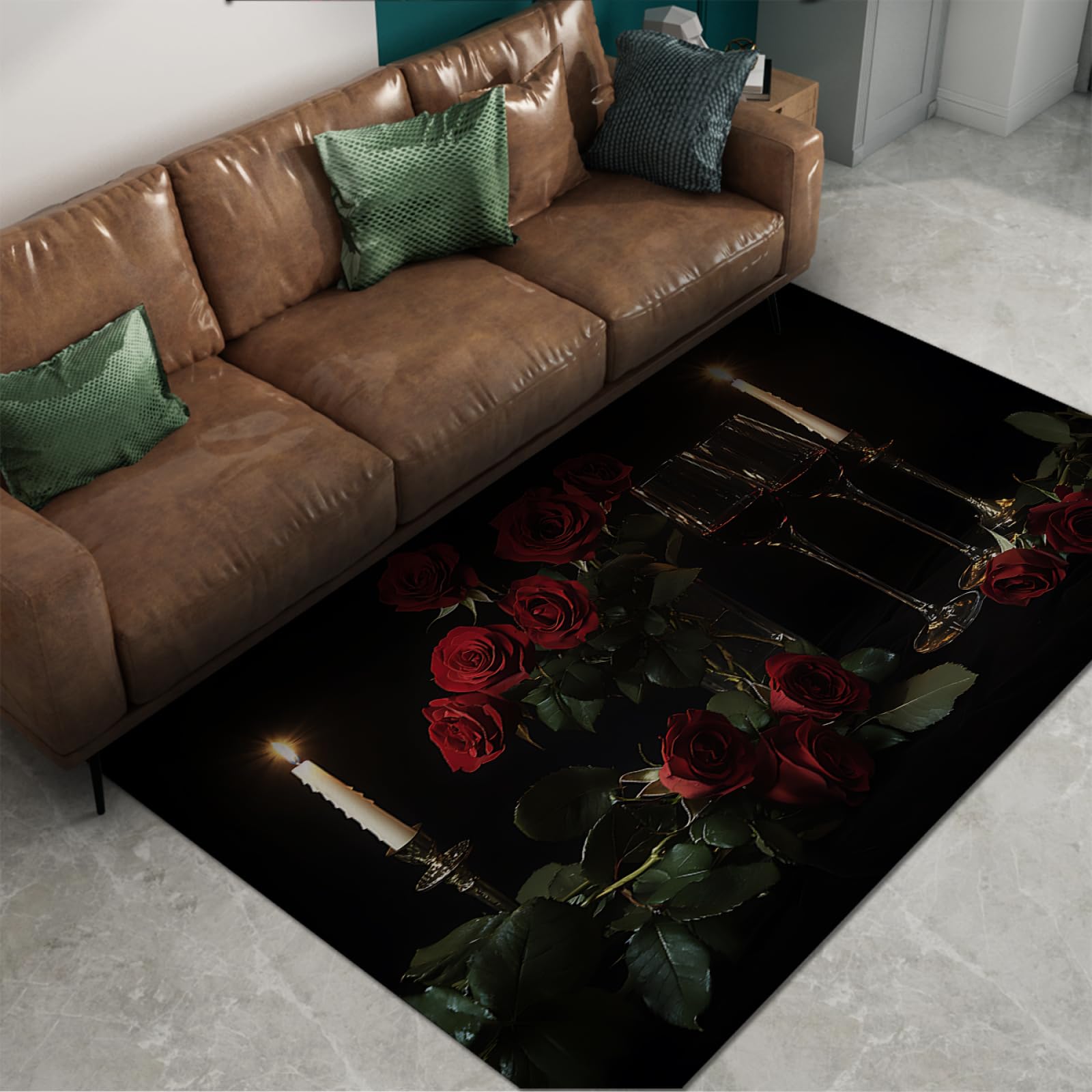 Tapis lavable antidérapant à poils ras 180x210 cm pour un entretien facile et rapide du salon