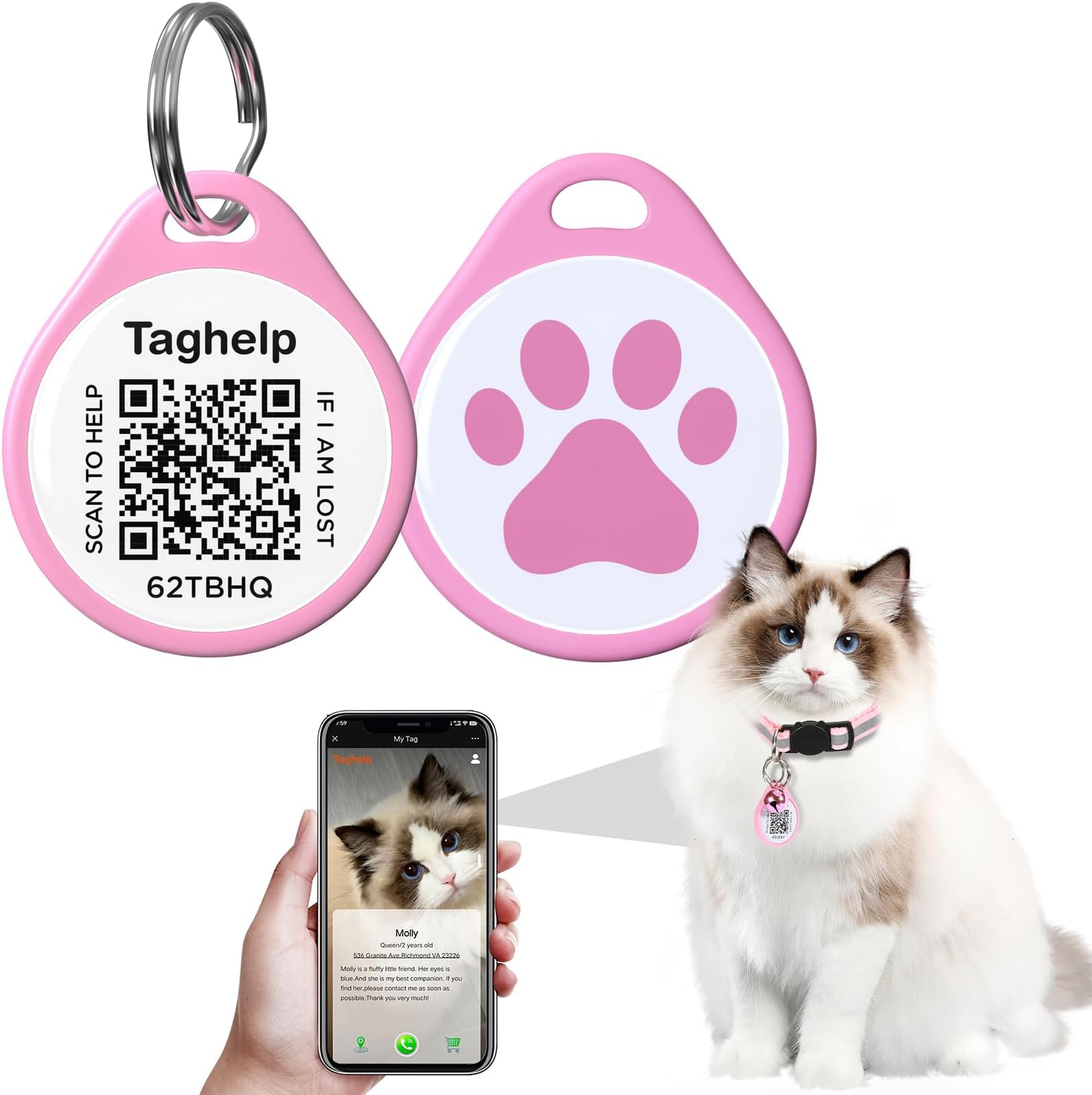 WhoseID QR Code Dog ID Tag, Scannable QR Code Smart Pet Tag