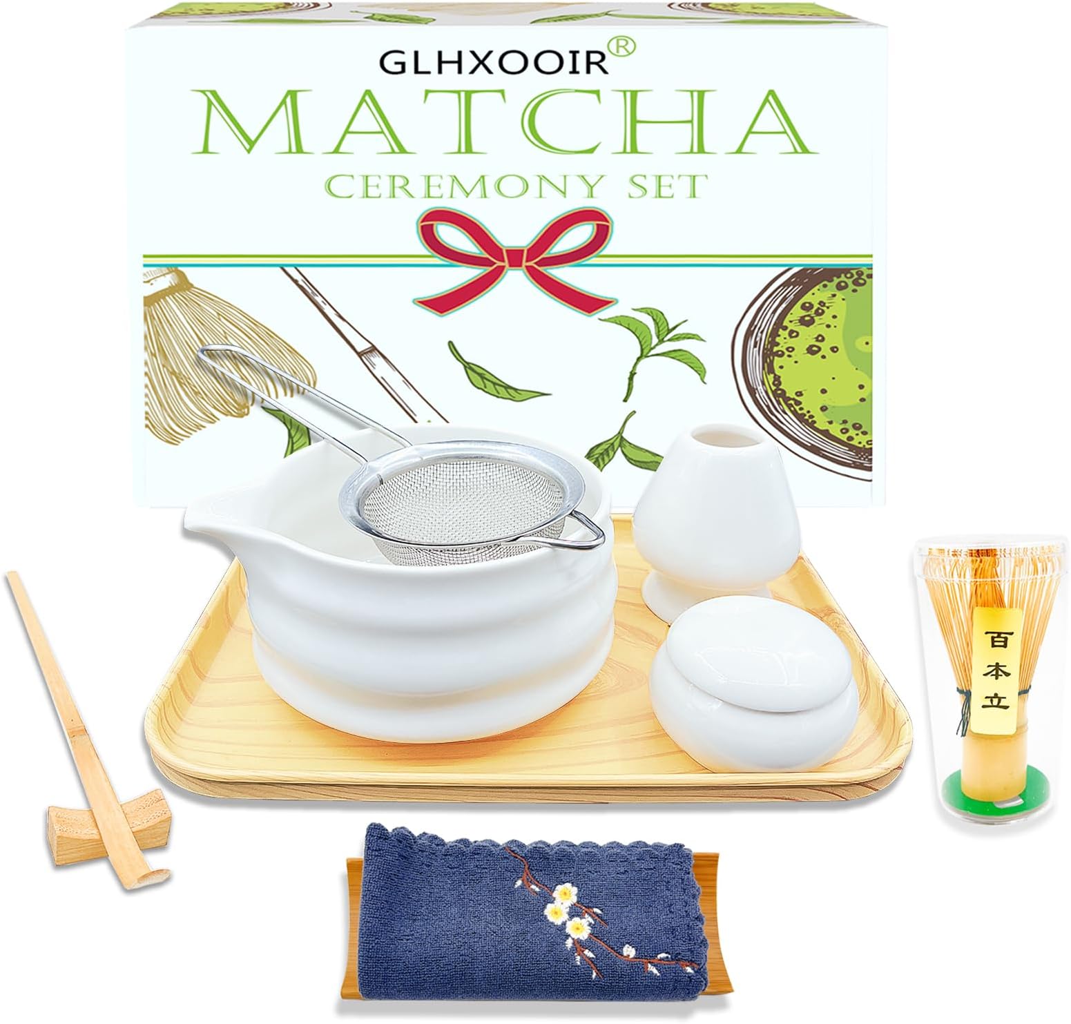 Joiish Matcha Tea Kit 10Pcs Set, Whisk and Bowl with Spout