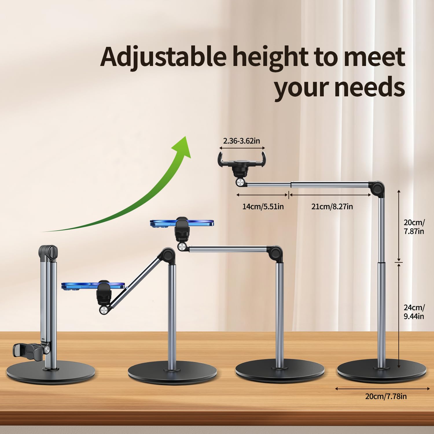 yAyusi Soporte Movil Grabar Video, Ajustable y Plegable Tripode Cenital para Movil Mesa, 30 CM de Largo, Adecuado para Transmisión en Vivo, Pintura y Grabación de Videos de Arte de Uñas (Acortar)