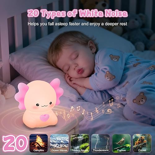 Miniatura 5 de Luz nocturna para niños con altavoz inalámbrico, portátil de 7 colores, lámpara de noche de tacto cálido regulable con control remoto, máquina de