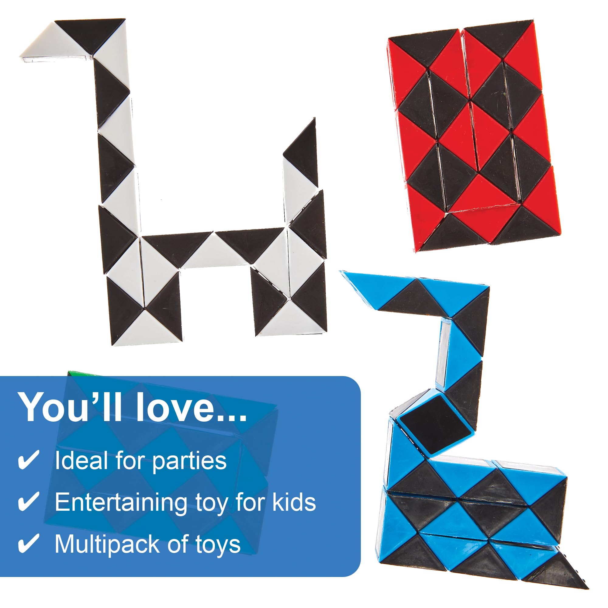 Baker Ross FN228 Snake Puzzle Game - Pack of 4, Entertaining Fidget Toys for Kids Party Bags, Multicolor, 27cm - Image 3
