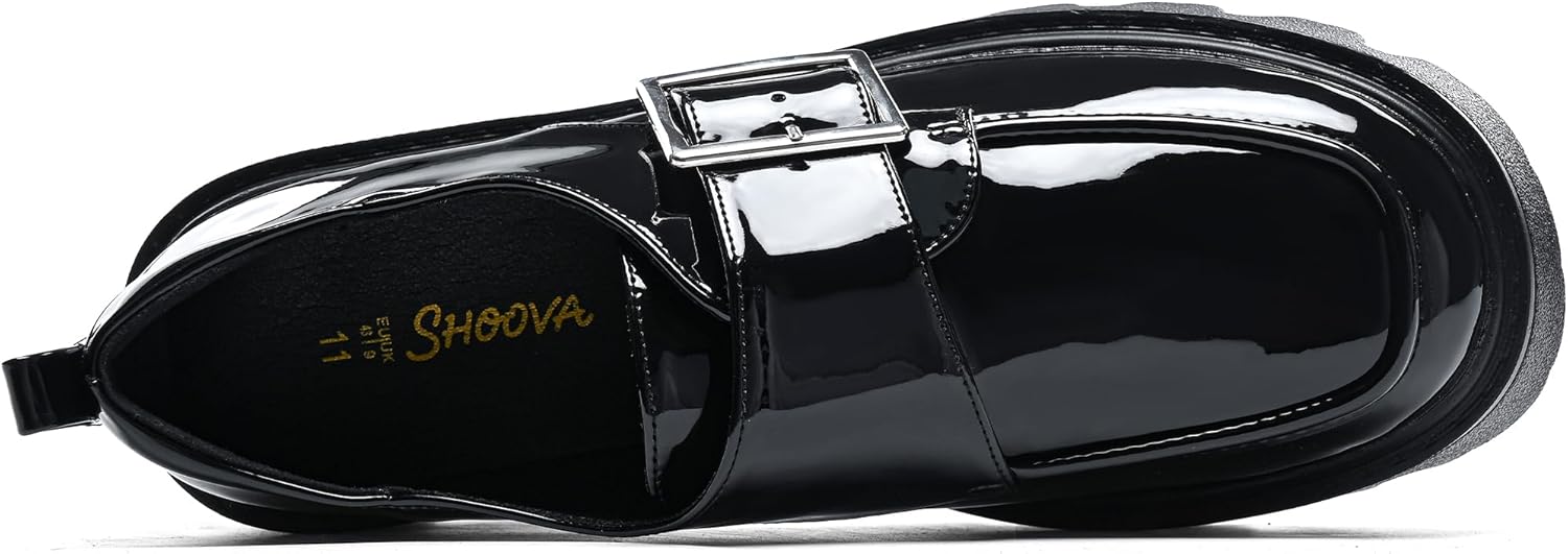 Platform Loafers for Women, Black Chunky Loafers, Slip-On Dressy Shoes for Business Work Casual - Image 3