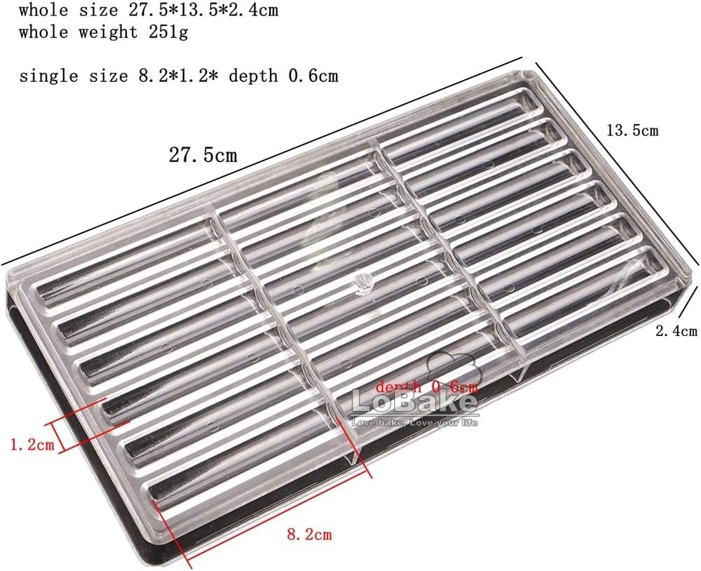 18 cavities long stis shape polycarbonate PC chocolate candy