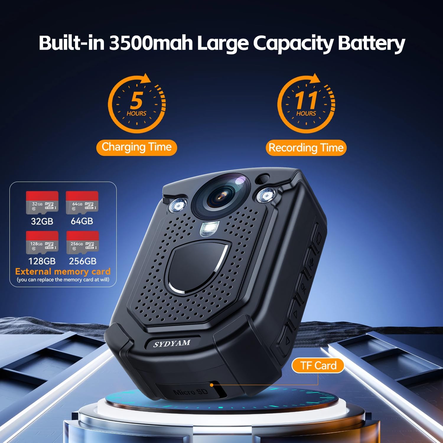 Caméra De Poche 1080p Avec Vision Nocturne - 32 Go De Mémoire, 5,5h D'autonomie - Pour Sécurité, Police, Enregistrement Personnel