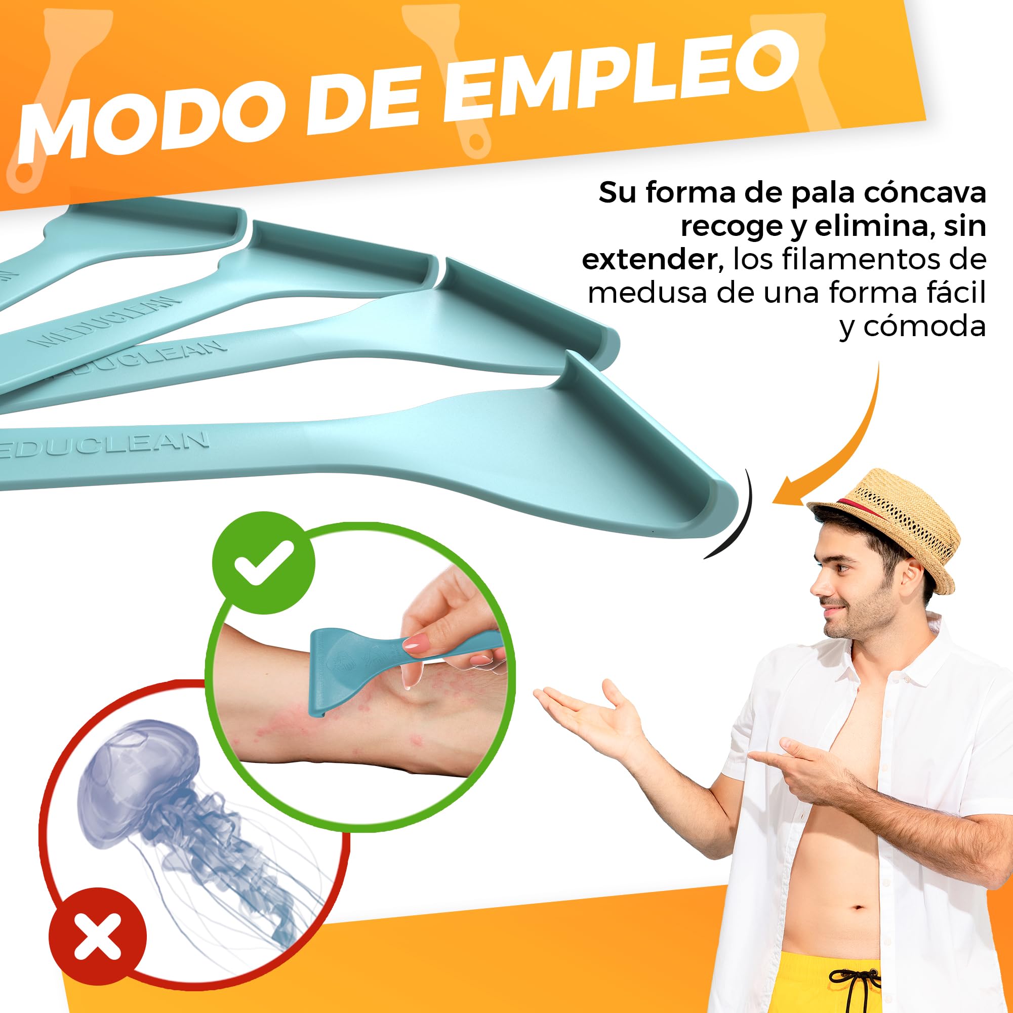 Meduclean - Alivio Picaduras de Medusa – Dispositivo para Retirar Filamentos Urticantes – Rápido y Natural – Sin Químicos – Seguro para Niños y Adultos – Ideal para Playa y Actividades Acuáticas (1)