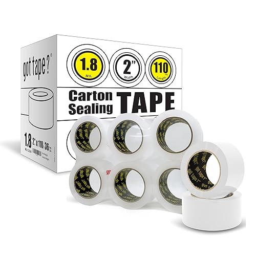 Miniatura 1 de 8NET Cinta de embalaje transparente, 1.8 mil 2 pulgadas x 110 yardas (330 pies), cintas de sellado de cartón para cajas de mudanza de envío