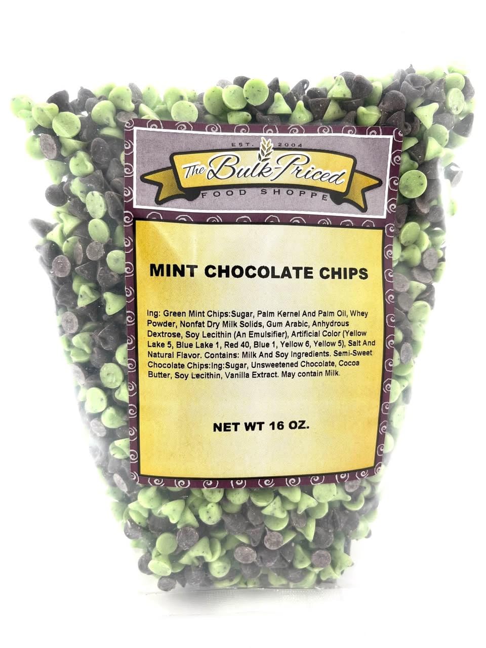 Mint Chocolate Chips (1lb. Resealable Zip Lock Bag)
