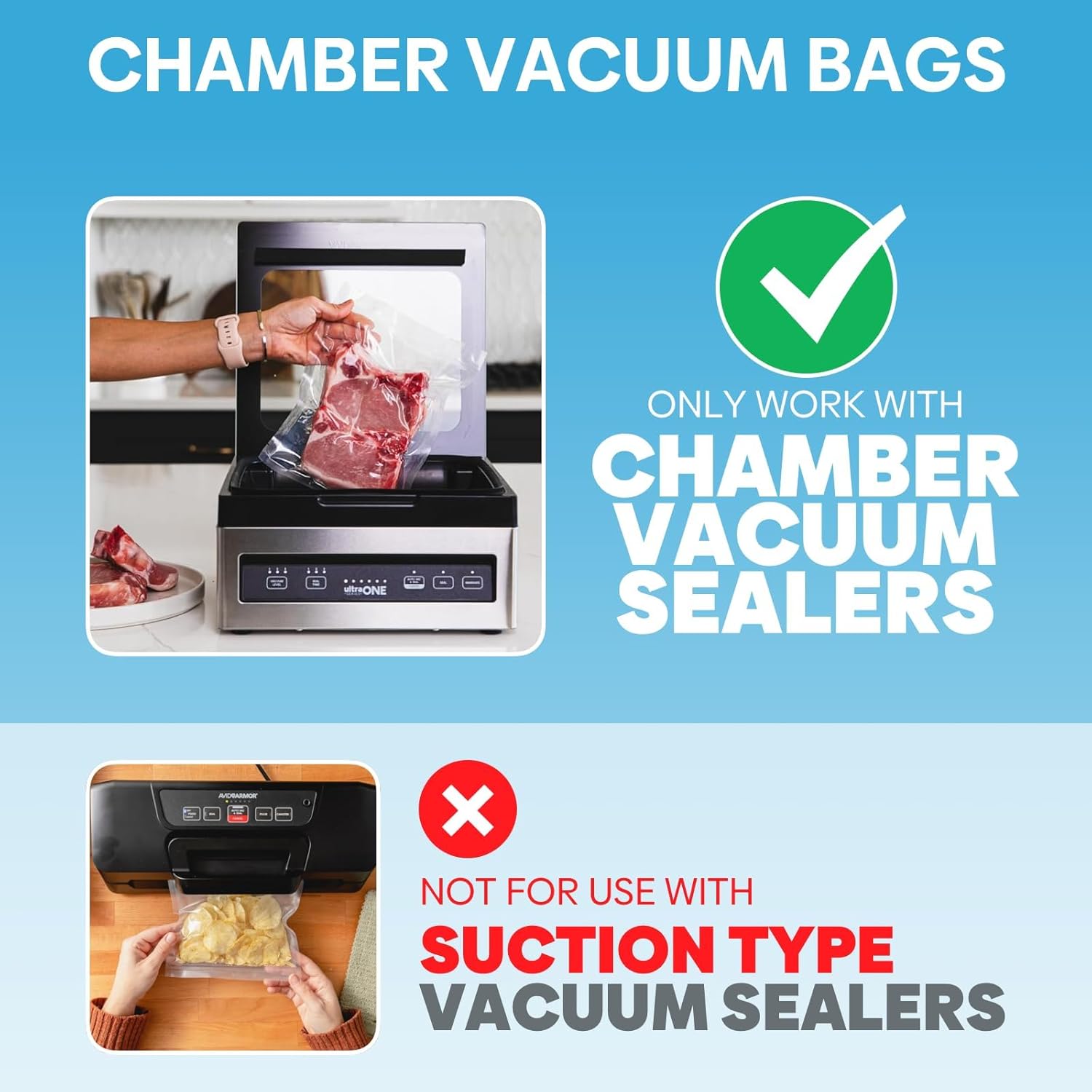 Chamber Vacuum Sealer Bags,6"x8" 8"x10" 10"x12" 300 Pcs Pre-cut Chamber Machine Pouches,Heavy Duty Chamber Vacuum Bags for Commercial Sealer,Food Storage,Meal Prep,Sous Vide,Meat,BPA Free
