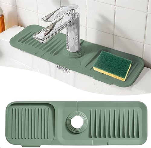 Protector contra salpicaduras de grifo, 17.7 x 5.5 pulgadas, alfombrilla de silicona para atrapar agua, tapete para fregadero de grifo para cocina,
