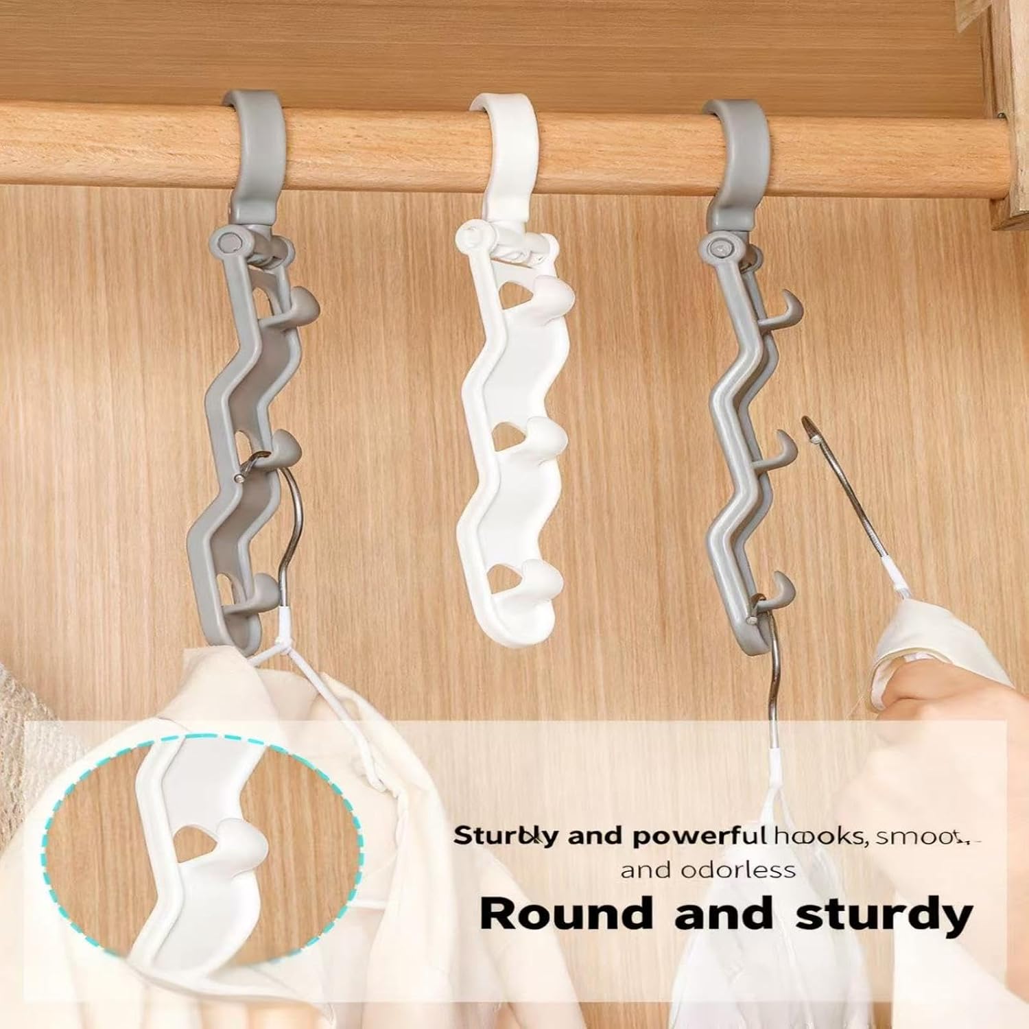 2Pcs Space Saving Hangers, Closet Organizers and Storage,3 Tier Multi Layer Closet Hanger Hook with 360° Rotation, College Dorm Room Essentials, Sturdy Space Saving Hangers (White)