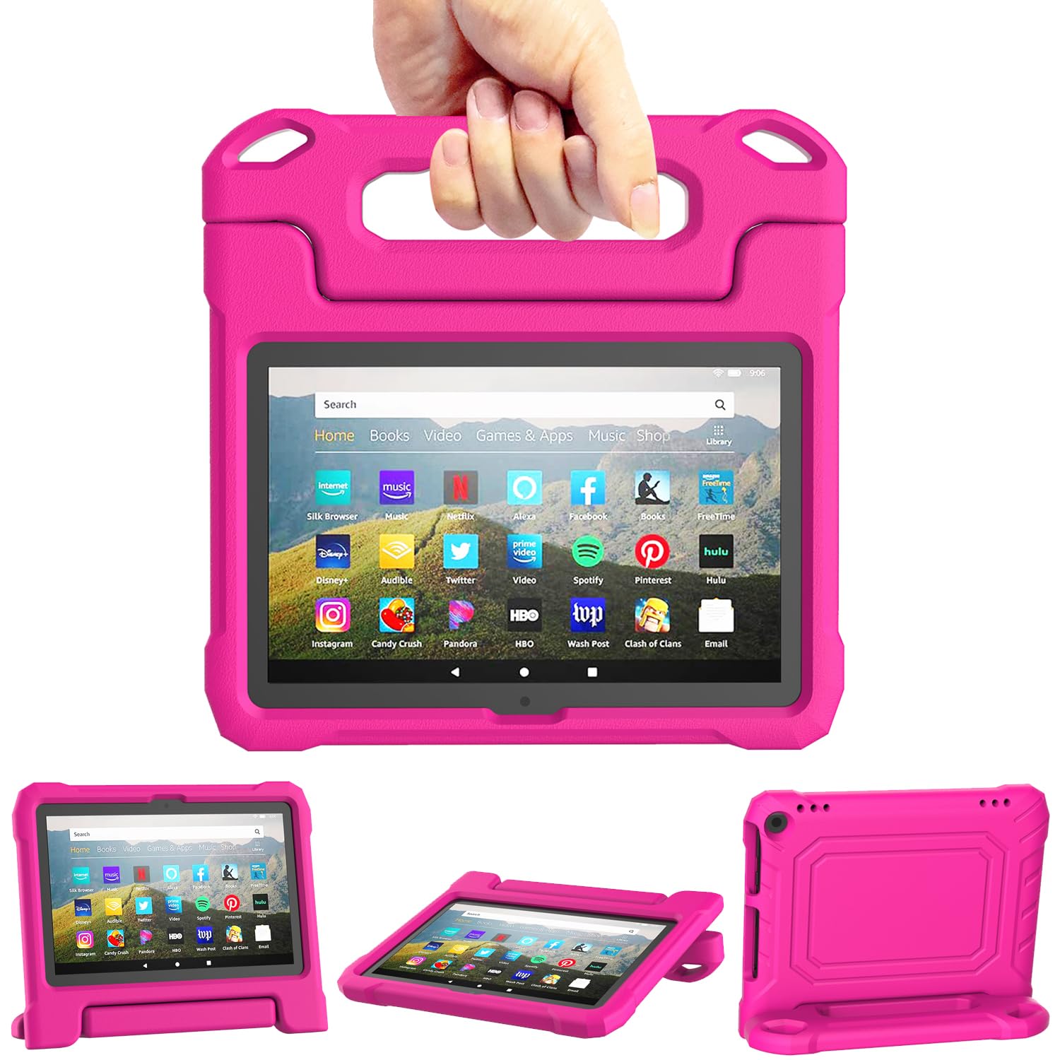 DJ&amp;RPPQ 8in Tablet Case for Kids, Shockproof Kid-Proof Cover for 8 inch Tablet- Pink