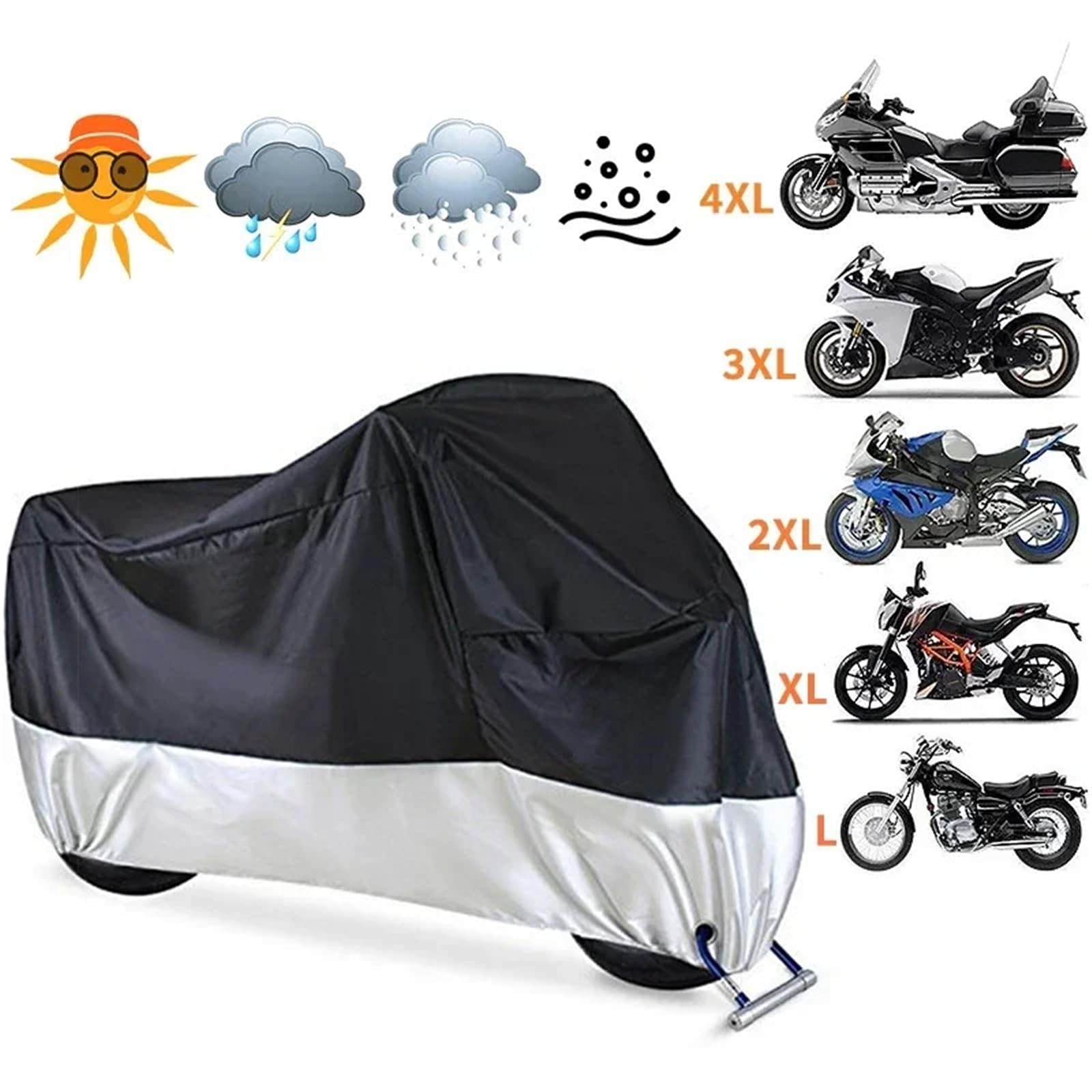 Pokrowiec na motocykl Wodoodporna motocyklowa osłona przeciwdeszczowa na zewnątrz, osłona przeciwsłoneczna na motocykl, ochrona przed promieniowaniem UV, 190t zewnątrzPokrowiec na motocykl(Orange,XL)