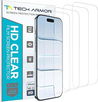 Tech Armor iPhone 17 Air Screen Protector 6.5 inch - HD Clear Film, Ultimate Display Protection, Crystal Clear Clarity, Easy Installation, Premium Quality, 4 Pack