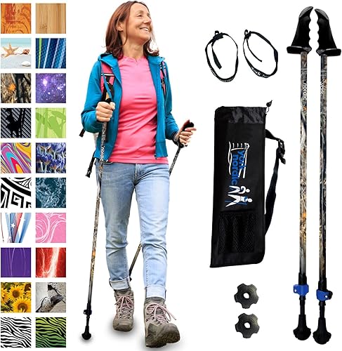 York Nordic Motivator - Bastones de senderismo para equilibrio y rehabilitación, agarres de estabilidad patentados, ligeros, ajustables y plegables,