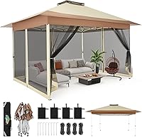 Vista 61 de COBIZI 10x10 Gazebos desplegables en oferta 11x11 Tienda de campaña con toldo fácil de montar al aire libre, Gazebo impermeable portátil