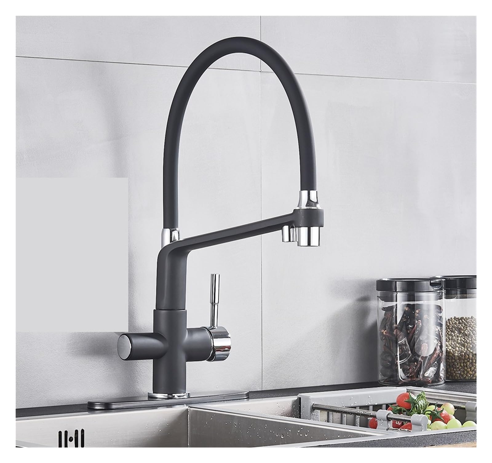 GLETSF 3Way Pullout Kitchen Faucet Brass Osmosis Waterap Swivel Design Single Handle Black For Pure Water Easy Installation Modern Home Upgradegold,Cromado